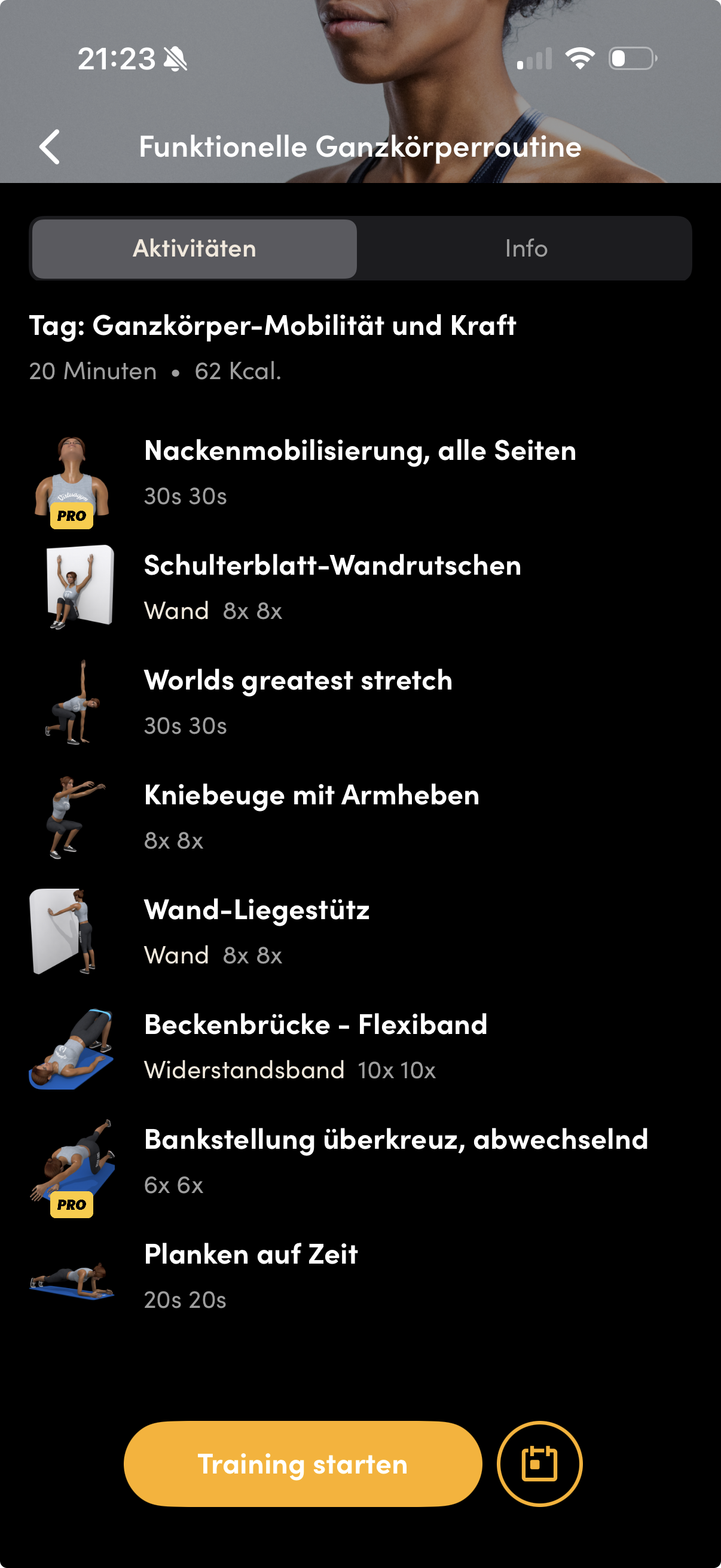 Individueller Trainingsplan in der Reconnect-Health-App